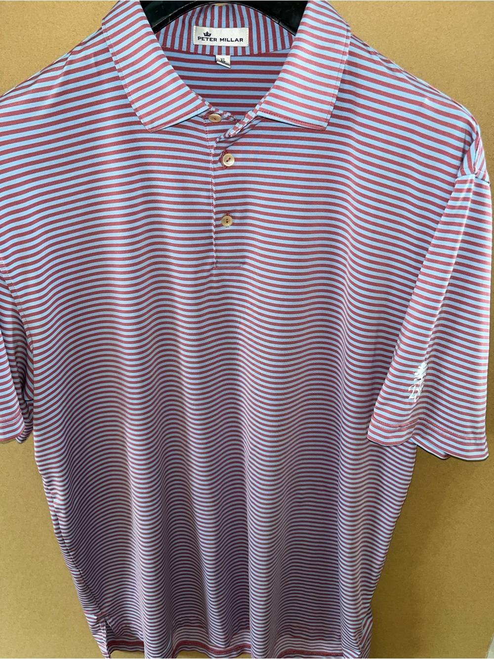 Peter Millar Brentwood CC Golf Summer Comfort Polo Shirt Sz XL Blue Striped Mint